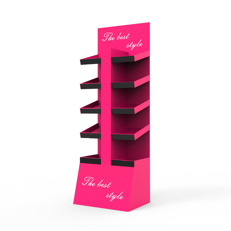 Custom cardboard compartment floor display for multiple retail SKUs