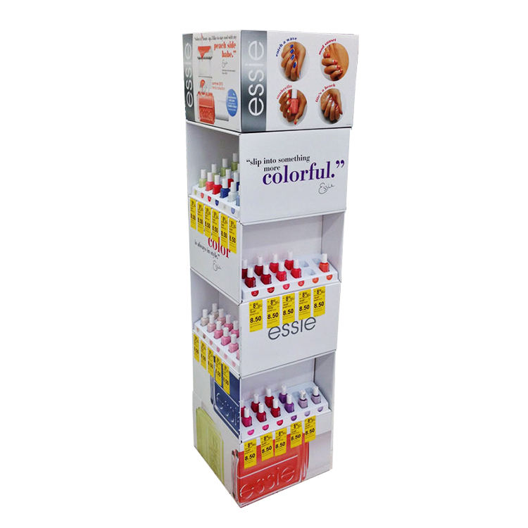 Four sided cardboard floor display for retail merchandising