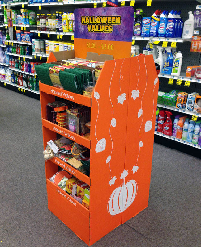 Perfect Cardboard Display Design A perfectly designed cardboard display showcasing products in a retail store.