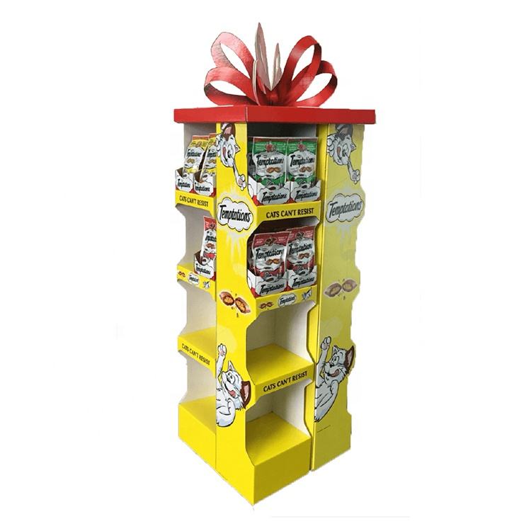 Two sided cardboard floor display for retail store aisles