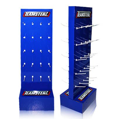 Custom cardboard hook floor display for hanging retail products