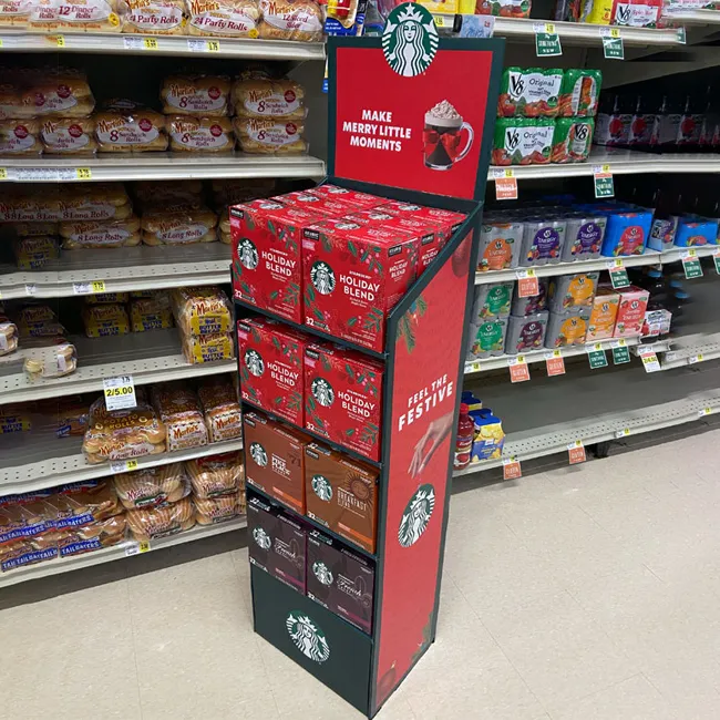 Cardboard floor display prepared for retail assembly and merchandising