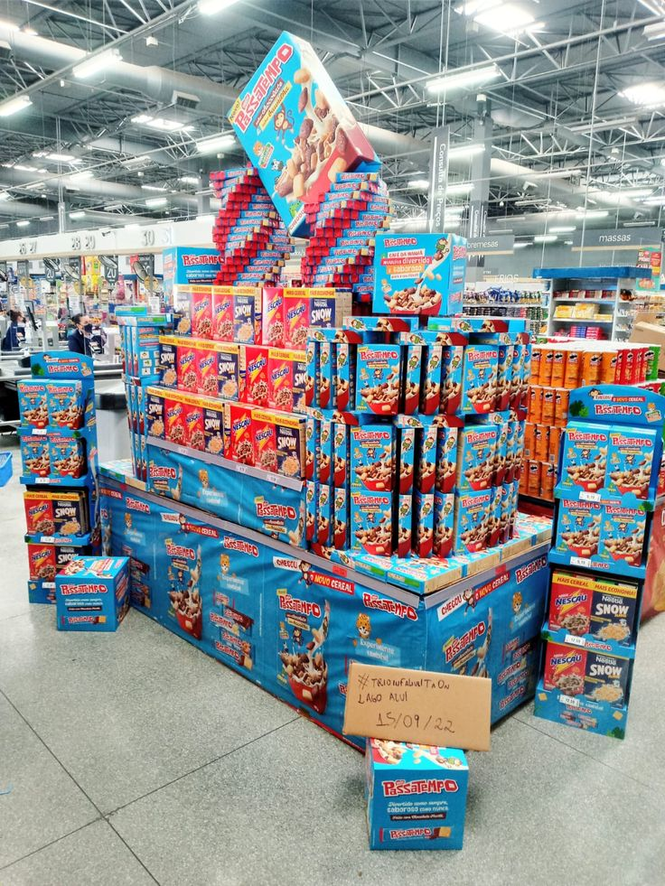 An eco-friendly cardboard display stand in a retail store
