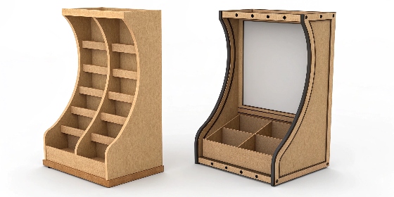 A custom-shaped display next to a generic rectangular one, highlighting the difference.