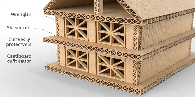 A close-up of a well-engineered cardboard structure, showing its strength and clean cuts.