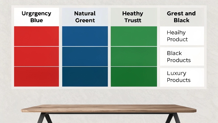 A table showing color swatches and their meanings in a retail context