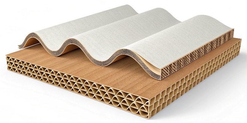 An illustration showing the different layers of corrugated cardboard