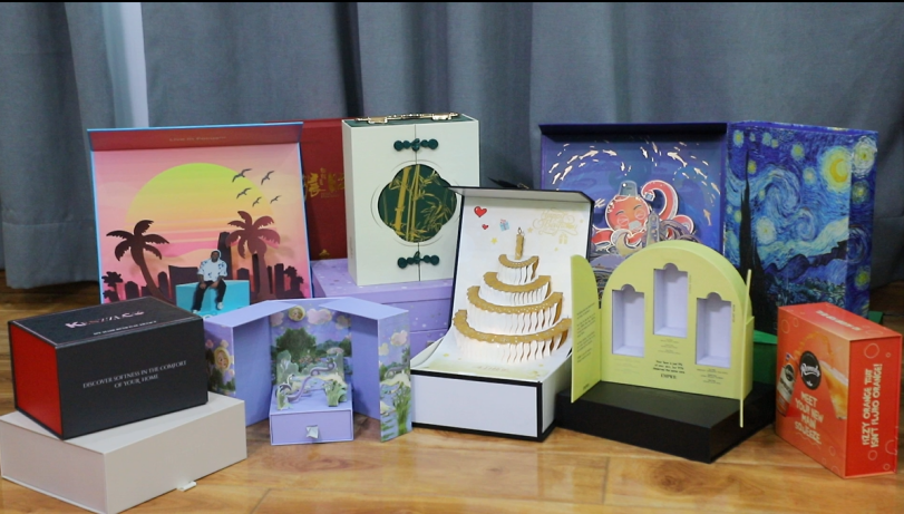 A luxurious rigid box with magnetic closure, foil stamping, and a custom foam insert for a high-end product.