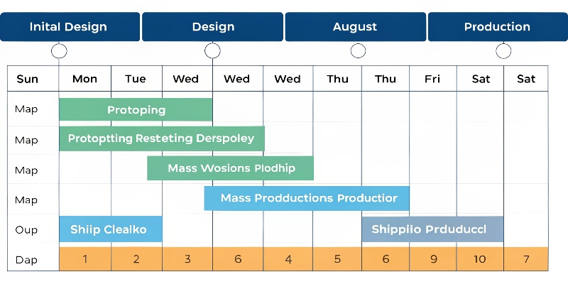 A calendar showing the timeline for POP display production