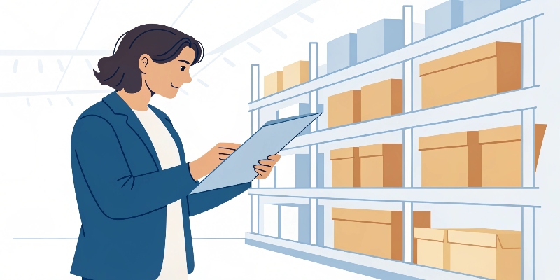 A retail manager looking at a planogram for store displays