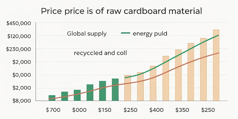 A chart showing the fluctuating price of raw cardboard material