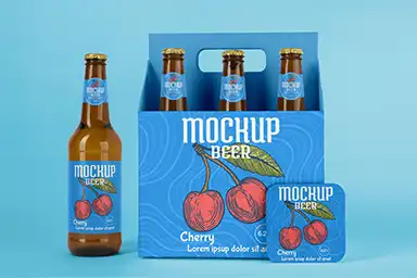 A luxurious and eco-friendly cardboard wine box next to a bottle of premium red wine.