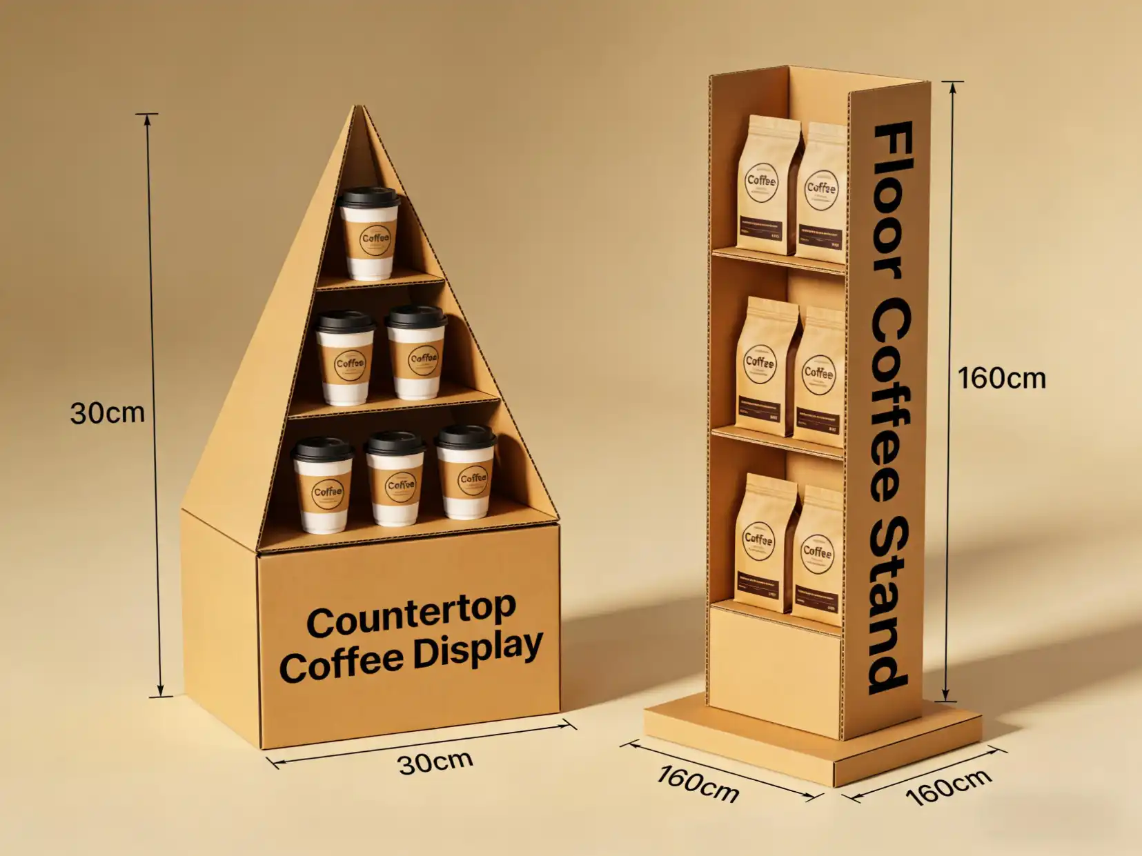 Types of Coffee Displays Different types of cardboard displays for coffee like countertop and floor stands