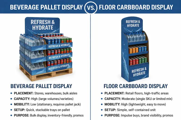 beverage pallet display and floor display comparison