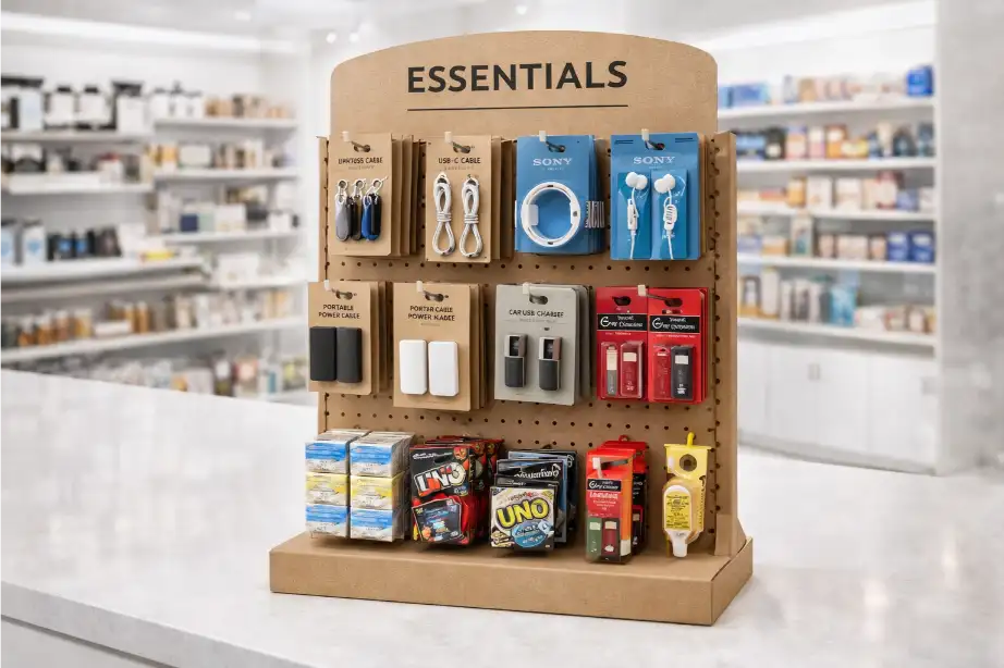 cardboard peg display for hanging retail products