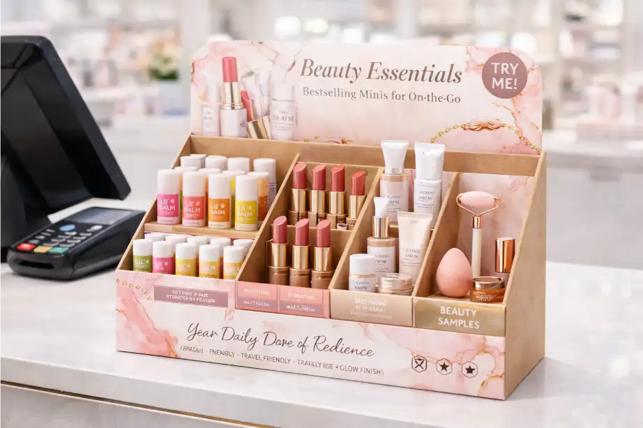 cardboard counter display for cosmetics and beauty products