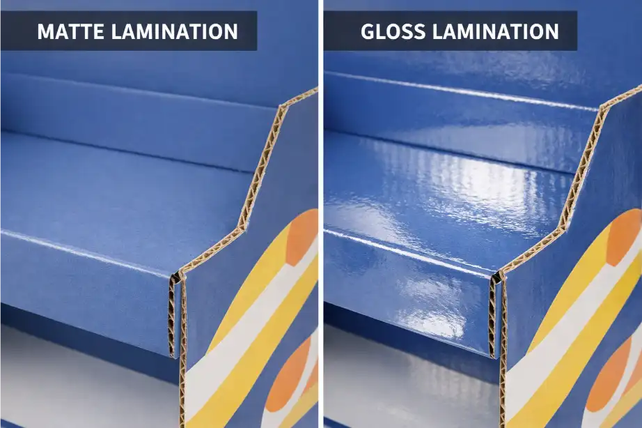 matte vs gloss lamination cardboard display surface