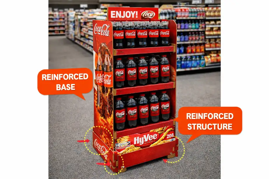 reinforced cardboard floor display for heavy products
