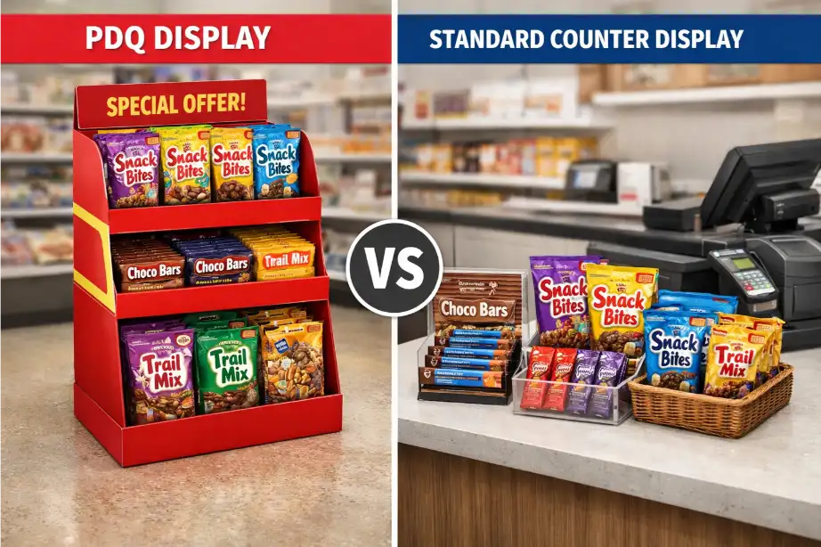 PDQ display vs standard counter display comparison