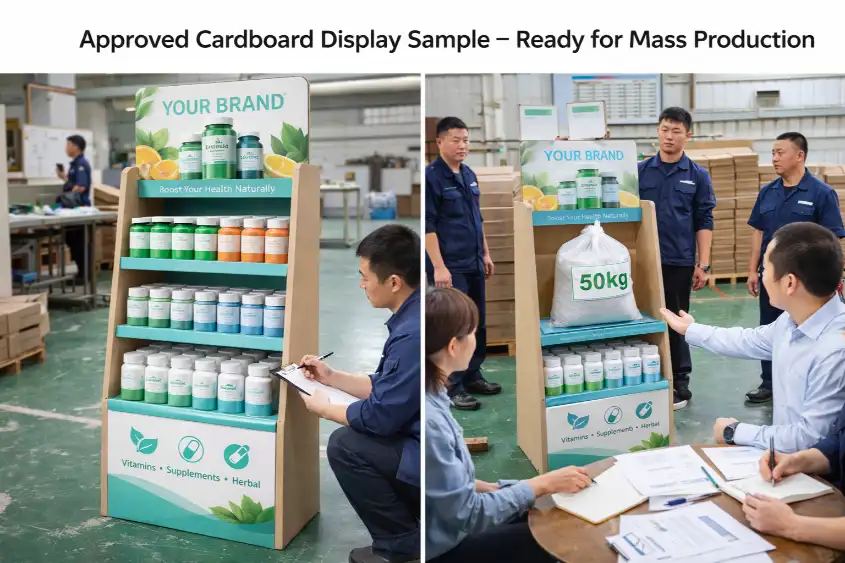 approved cardboard display sample ready for mass production review