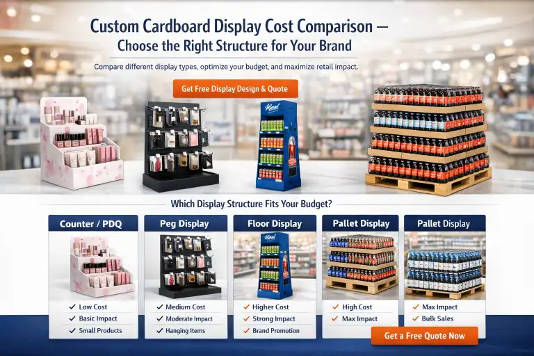 custom cardboard display cost comparison different structures