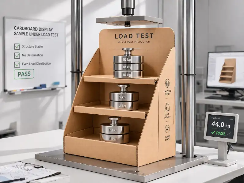cardboard display sample under load test before mass production