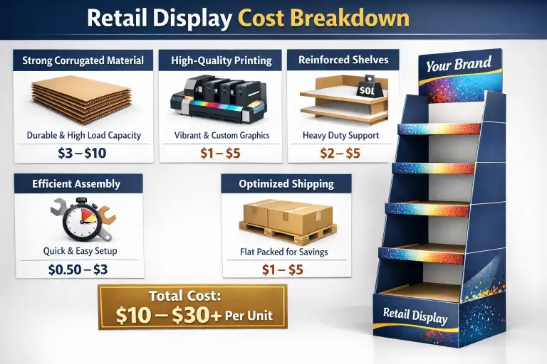 cardboard display structure and material breakdown cost