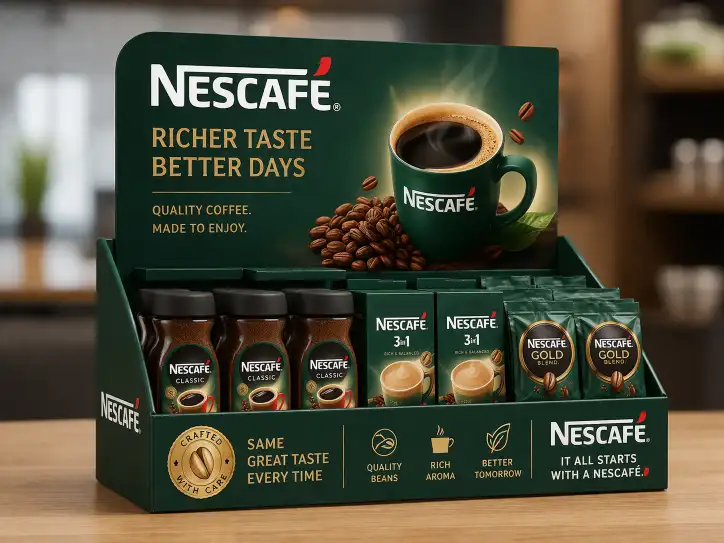 high quality printed cardboard display with sharp branding"