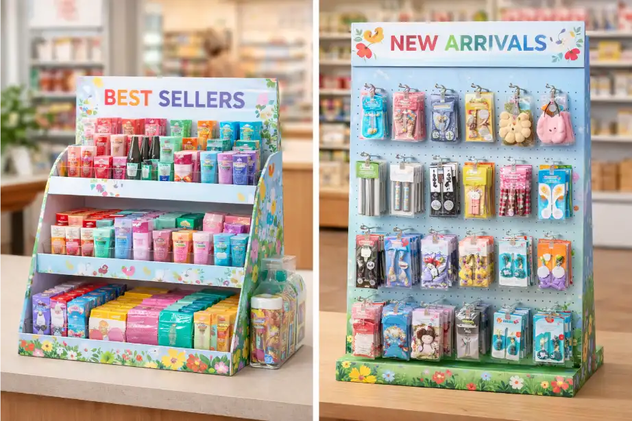 peg display compared with counter display for small products