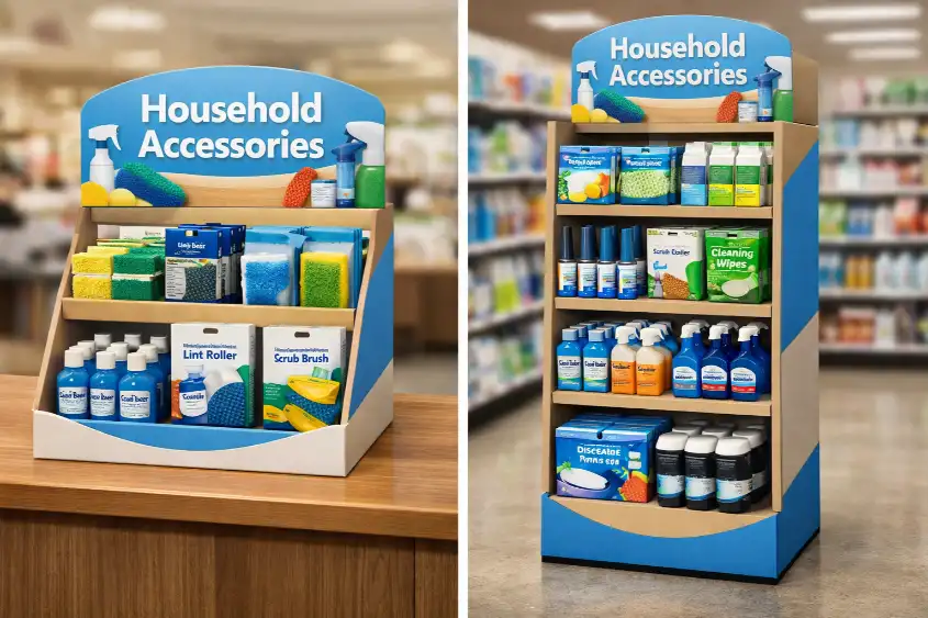 counter display and small floor display for household accessories