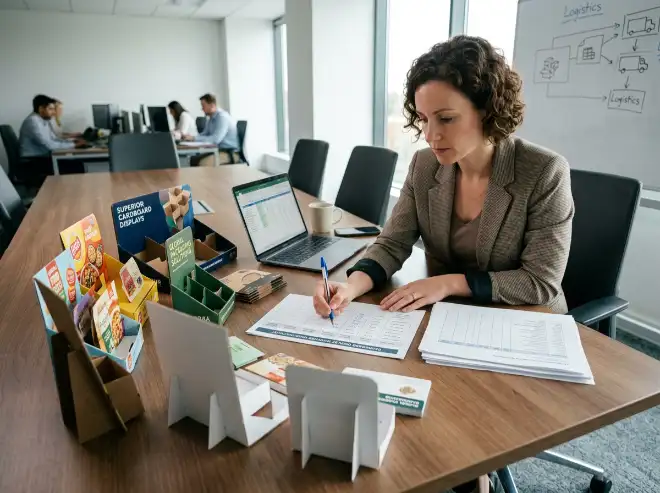 buyer using a display supplier checklist to compare cardboard display suppliers