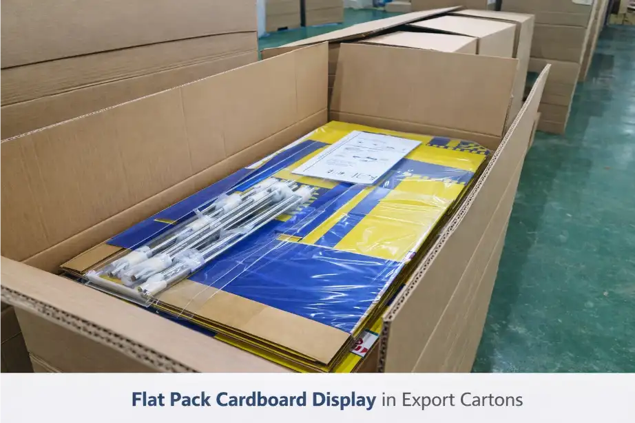 flat pack cardboard display in export cartons