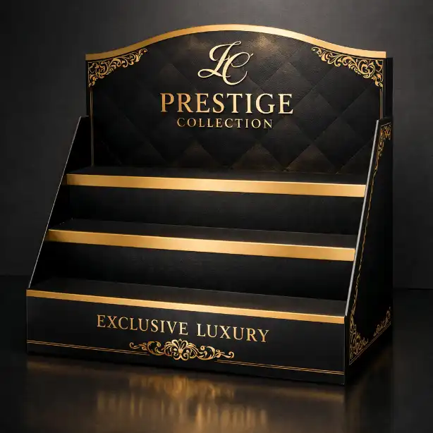 matte laminated premium cardboard display with luxury branding