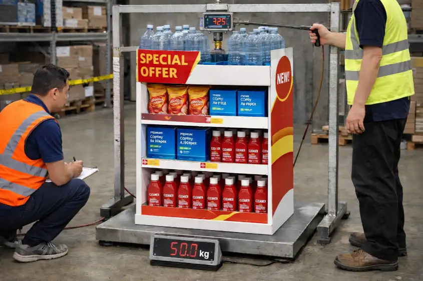 shelf strength and load-bearing test on cardboard floor display