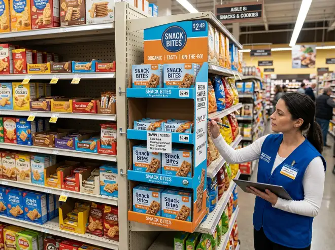 sidekick display sample review with products attached to retail shelf