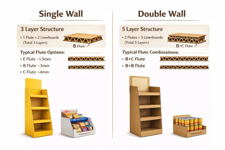 single wall vs double wall cardboard display comparison