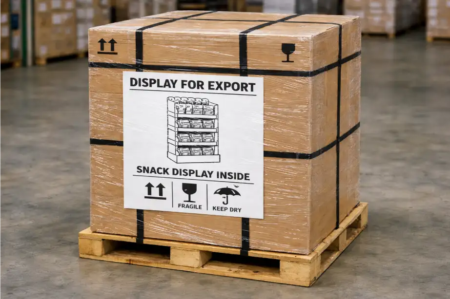 snack cardboard display packed for export shipping