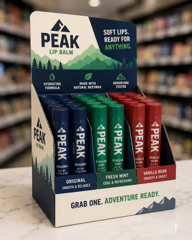 well-branded cardboard counter display for impulse products