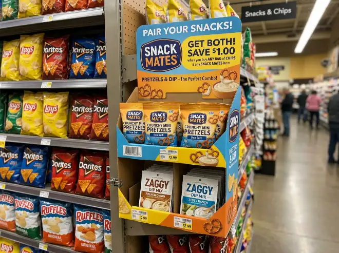 well-branded cardboard sidekick display for cross-sell products