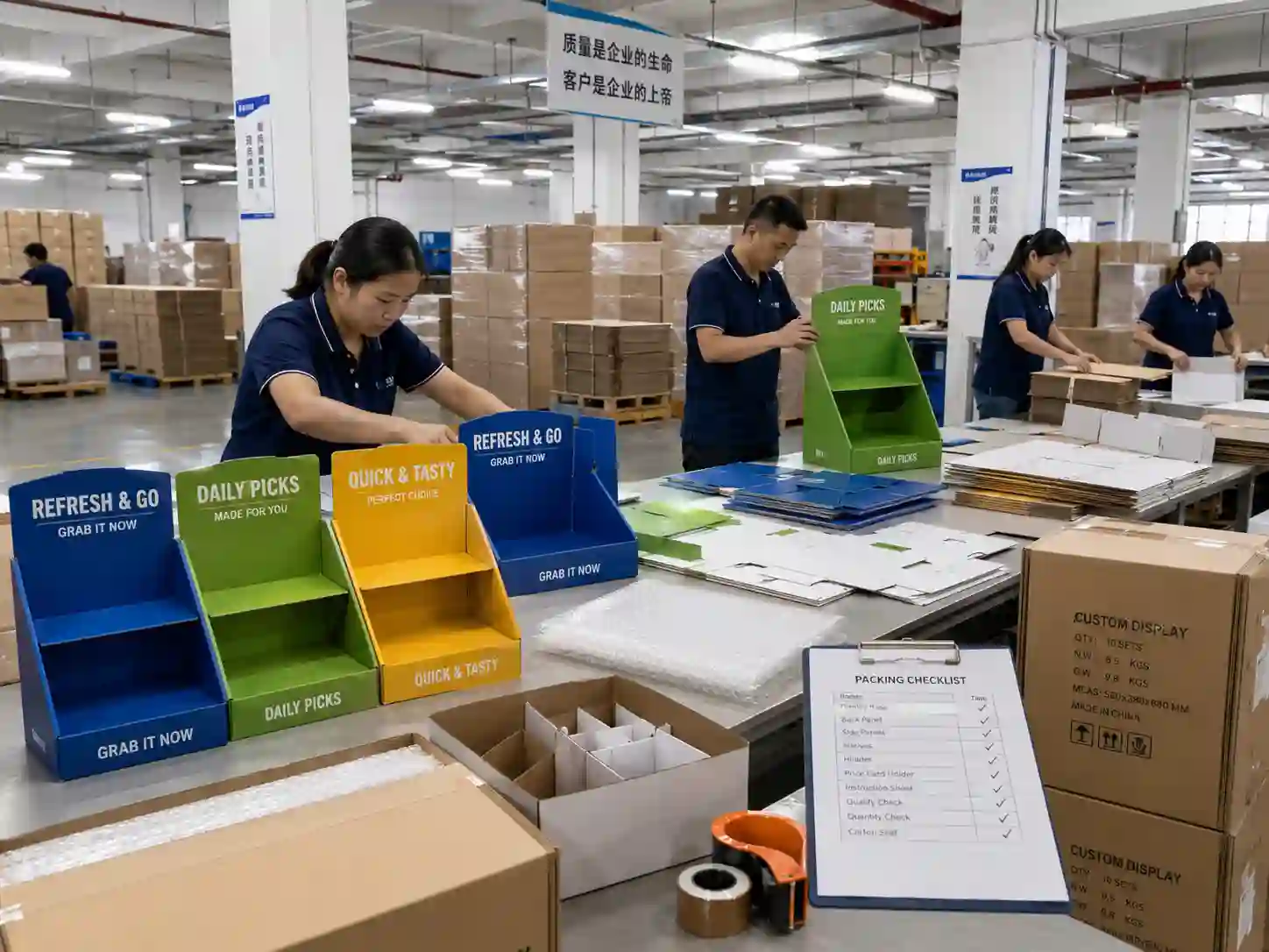 factory flat packing custom cardboard displays for convenience store promotions