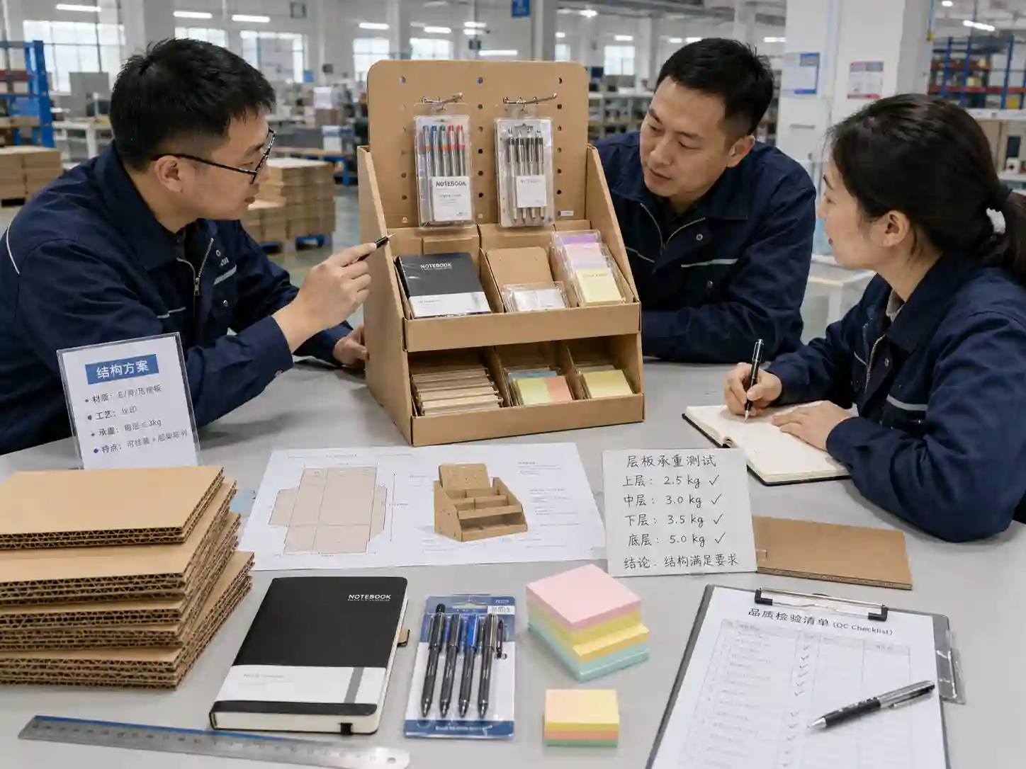 Factory planning table for stationery and office supplies cardboard display structure