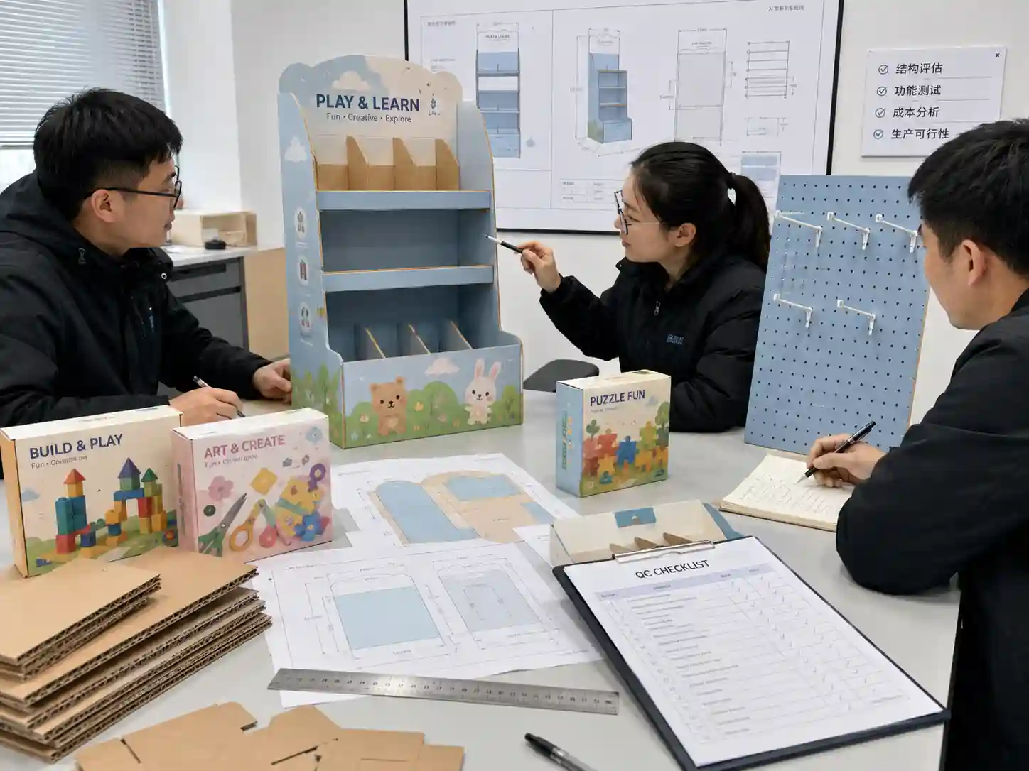 factory sample testing for toy cardboard display structure
