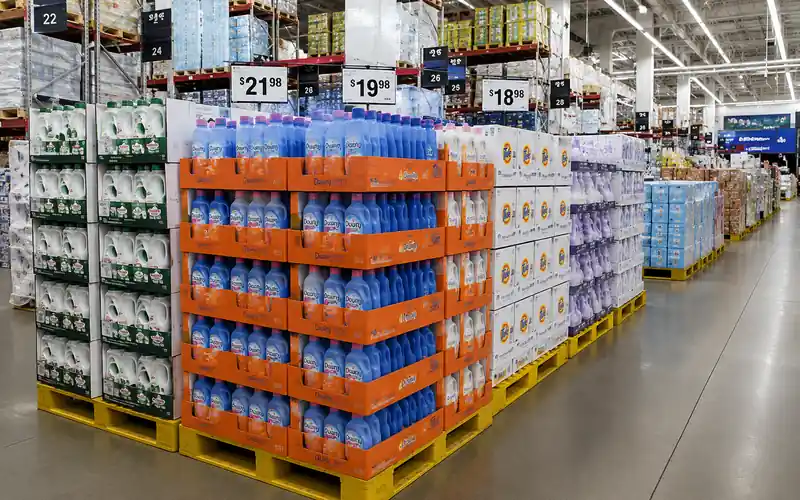 Custom shelf pallet display for warehouse club retail program