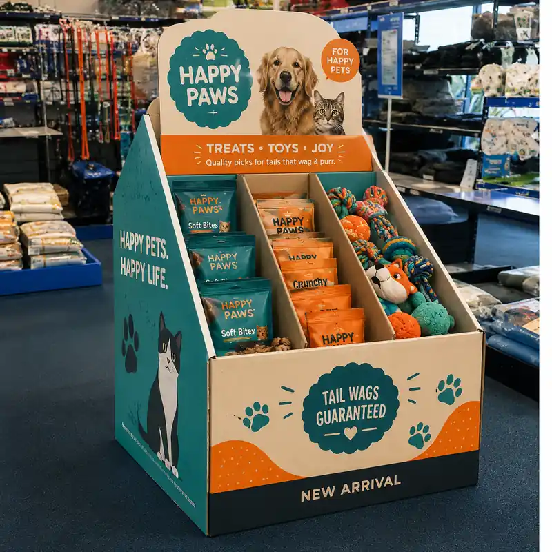 Custom cardboard pallet display for pet products