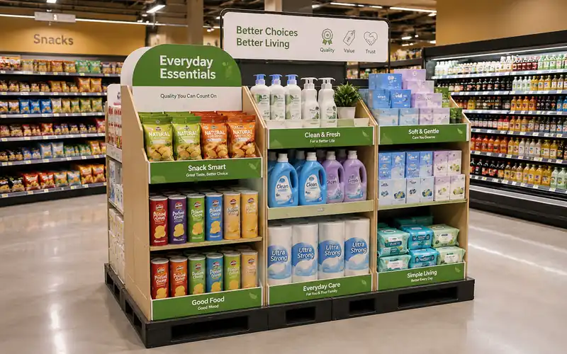 Custom half pallet display for supermarket promotion