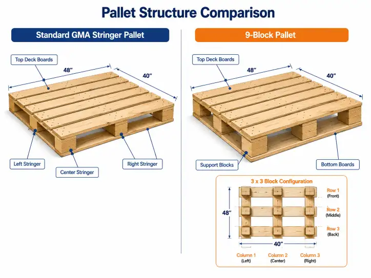 Heat-treated GMA 48x40 pallet with ISPM-15 stamp and HT certification mark.