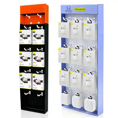 Custom cardboard hook sidekick display with multiple peg hooks for small retail products